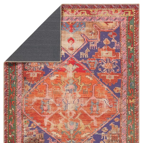 Sancho 8 X 10 Medallion Orange/Purple Washable Area Rug