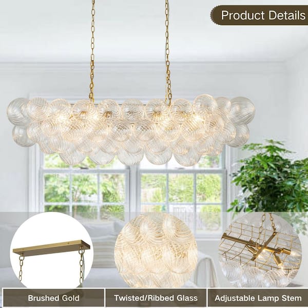 HUOKU Neuvy 8-Light 50.4 in. W Brass Chandelier with Swirled