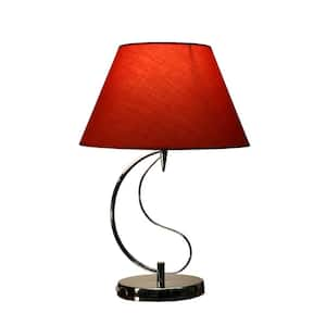 Christina 20 in. Red Indoor Chrome Table Lamp with Base and On Off Switch