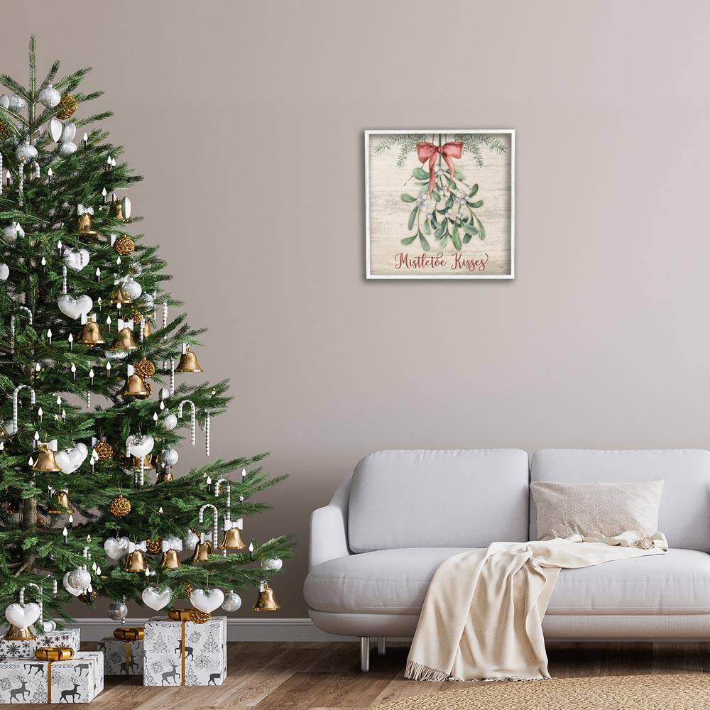Rustic Mistletoe Kisses by Mollie B. White Framed Typography Giclee Art Print 24 in. x 24 in. price history on PriceWatchPro
