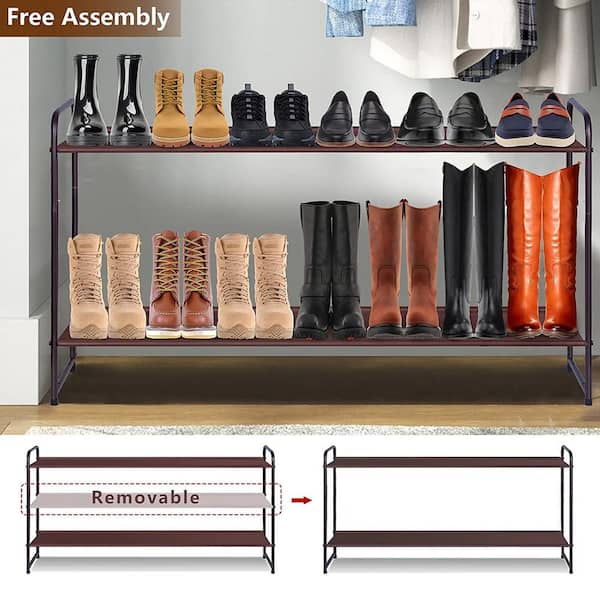 Shoe Shelf Shoe Storage Organizer with Side Hooks For Entryway, 24-30