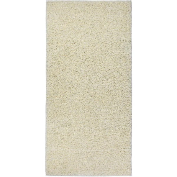 Shaggy Beige 3 ft. x 7 ft. Trellis Synthetic Rectangle Area Rug