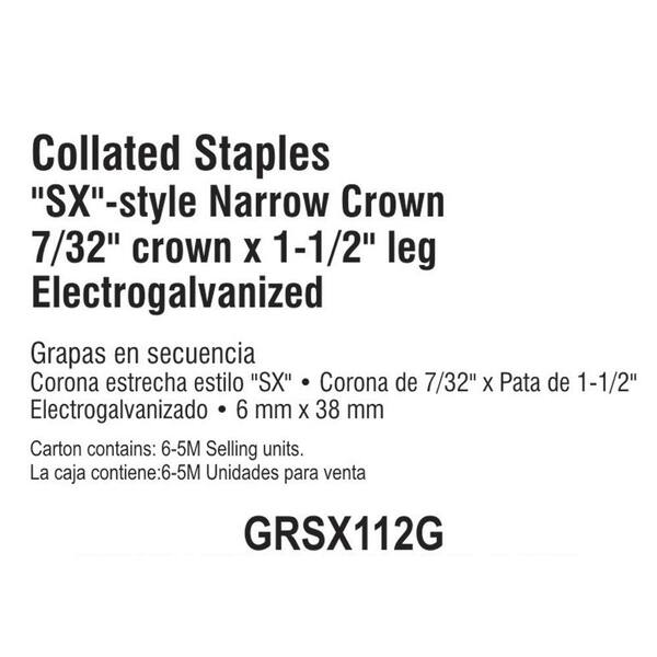 18 ga Staples Style L 38mm Narrow crown 1-1/2” 2 Grip Rite Collated Staples 
