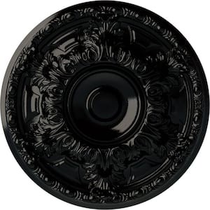 19 in. x 1-1/2 in. Granada Urethane Ceiling Medallion (Fits Canopies upto 7-1/8 in.), Black Pearl