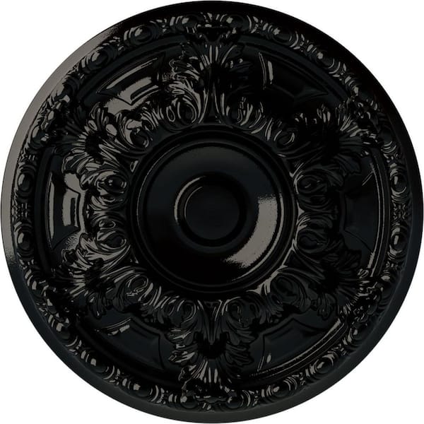 Ekena Millwork 19 in. x 1-1/2 in. Granada Urethane Ceiling Medallion (Fits Canopies upto 7-1/8 in.), Black Pearl