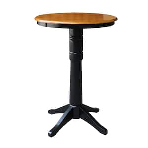 Olivia Black/Cherry 30 in. Round Solid Wood Bar-Height Dining Table