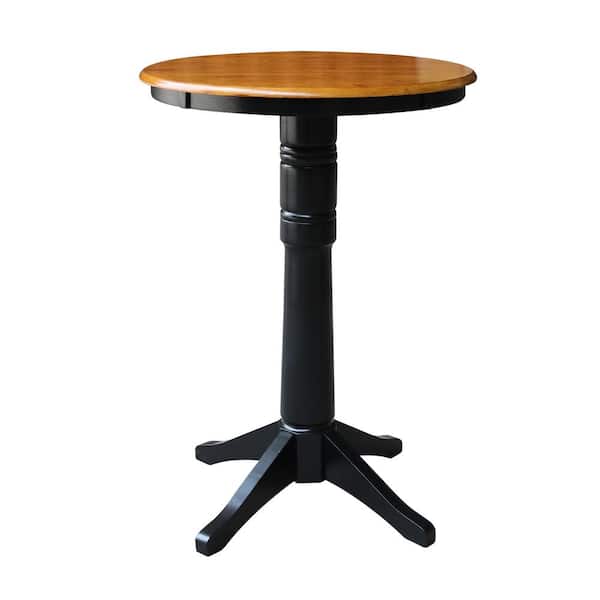 International Concepts Olivia Black/Cherry 30 in. Round Solid Wood Bar-Height Dining Table