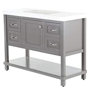 Everton 49 in. W x 19 in. D x 37 in. H Single Sink Freestanding Bath Vanity in Taupe Gray with White Cultured Marble Top