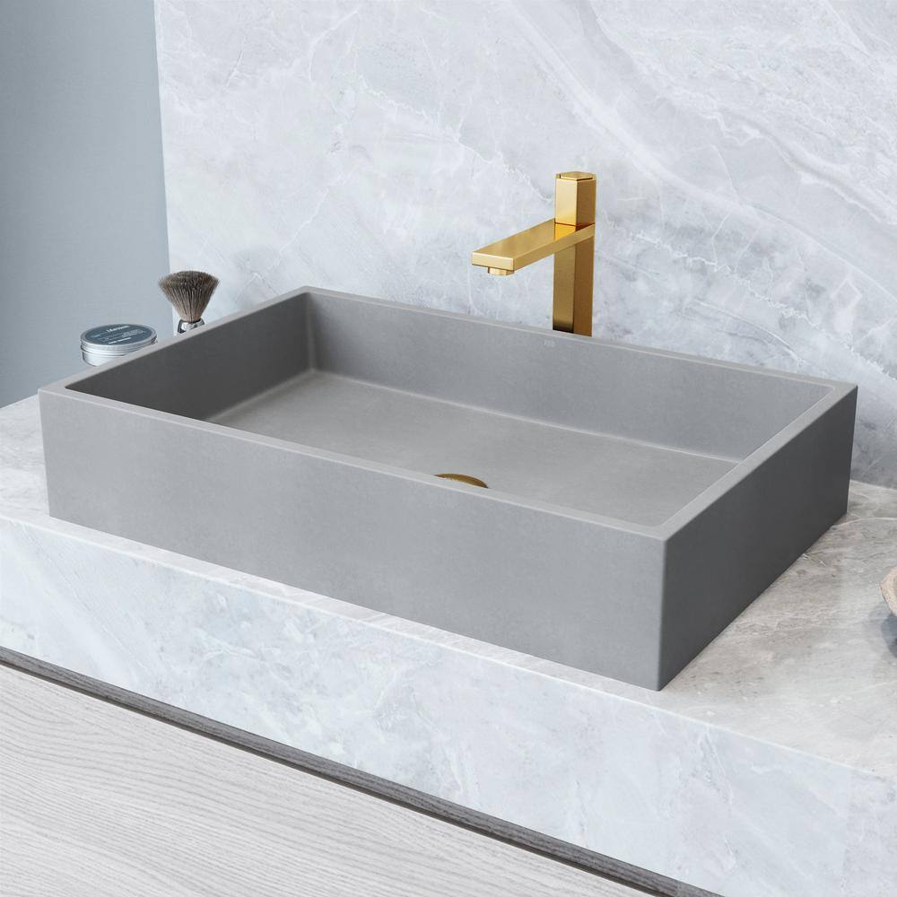 Concreto Stone 24" Gray Rectangular Vessel Bathroom Sink