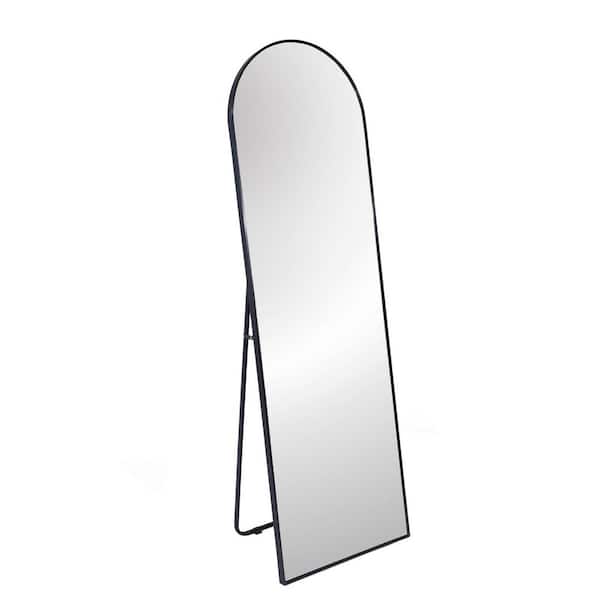 Vynxaria Black 20 in. W x 63 in. H Arched Modern Aluminum Alloy Framed Full Length Mirror, Standing Floor Mirror