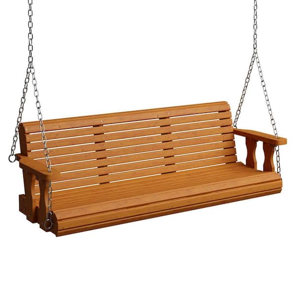 5 ft. 3-Person Wood Outdoor Porch Swing for Yard and Garden in Brown
