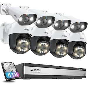 16-Channel 4TB NVR Home Security Camera System with 4 5MP 355-Degree Pan Tilt Outdoor Cameras and 4 Bullet Cameras