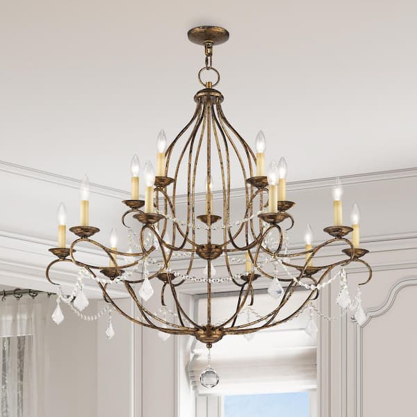 AVIANCE LIGHTING Langdon 15 Light Hand Applied Venetian Golden Bronze Chandelier