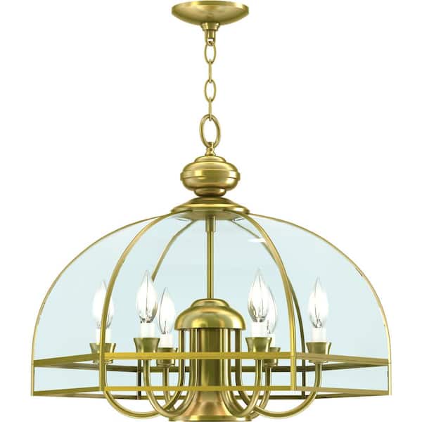 Volume Lighting 7-Light s Polished Brass Chandelier with Clear Beveled Glass