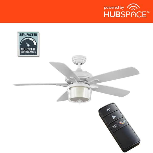 Home Decorators Collection 52 in. Arbeth Integrated LED Indoor Matte White Ceiling Fan with Remote and Light Kit