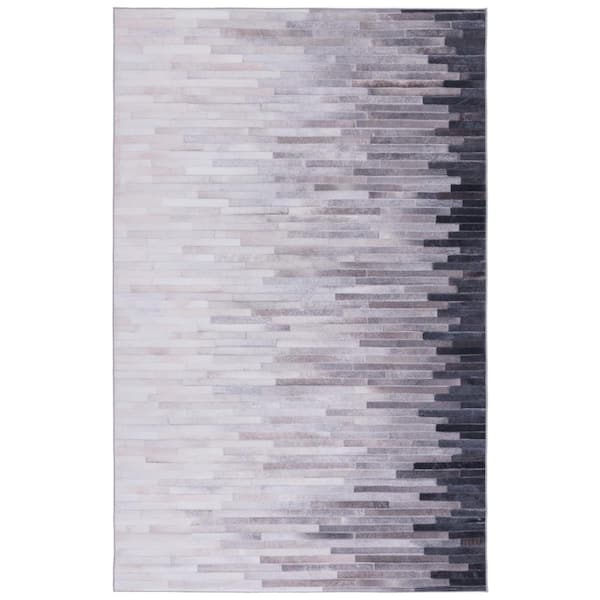 Faux Hide Ivory/Gray 6 ft. x 9 ft. Machine Washable Gradient Area Rug
