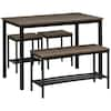 HOMCOM Industrial 4 Piece Dinette Set Rustic Brown Dining Table Set 4-Seats 835-643