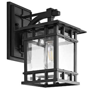 Grayter 1-Light Black Outdoor Wall Lantern Sconce