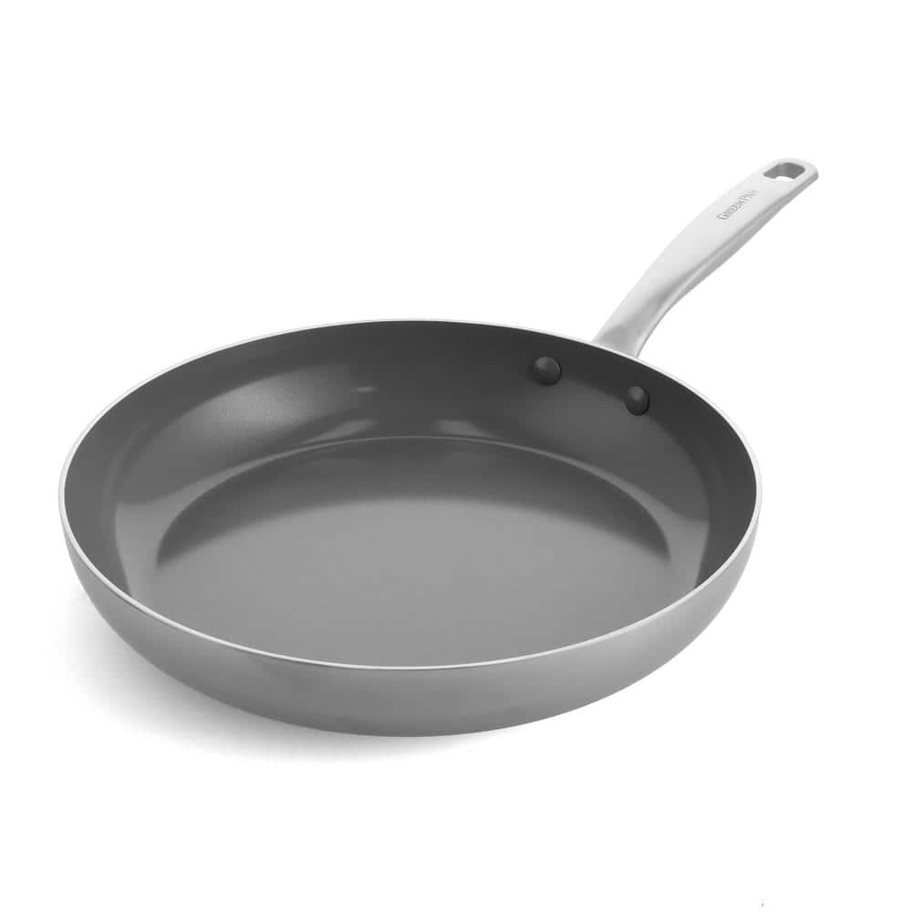 GreenPan Craft Steel Nonstick Skillet with Lid, 12, Silver