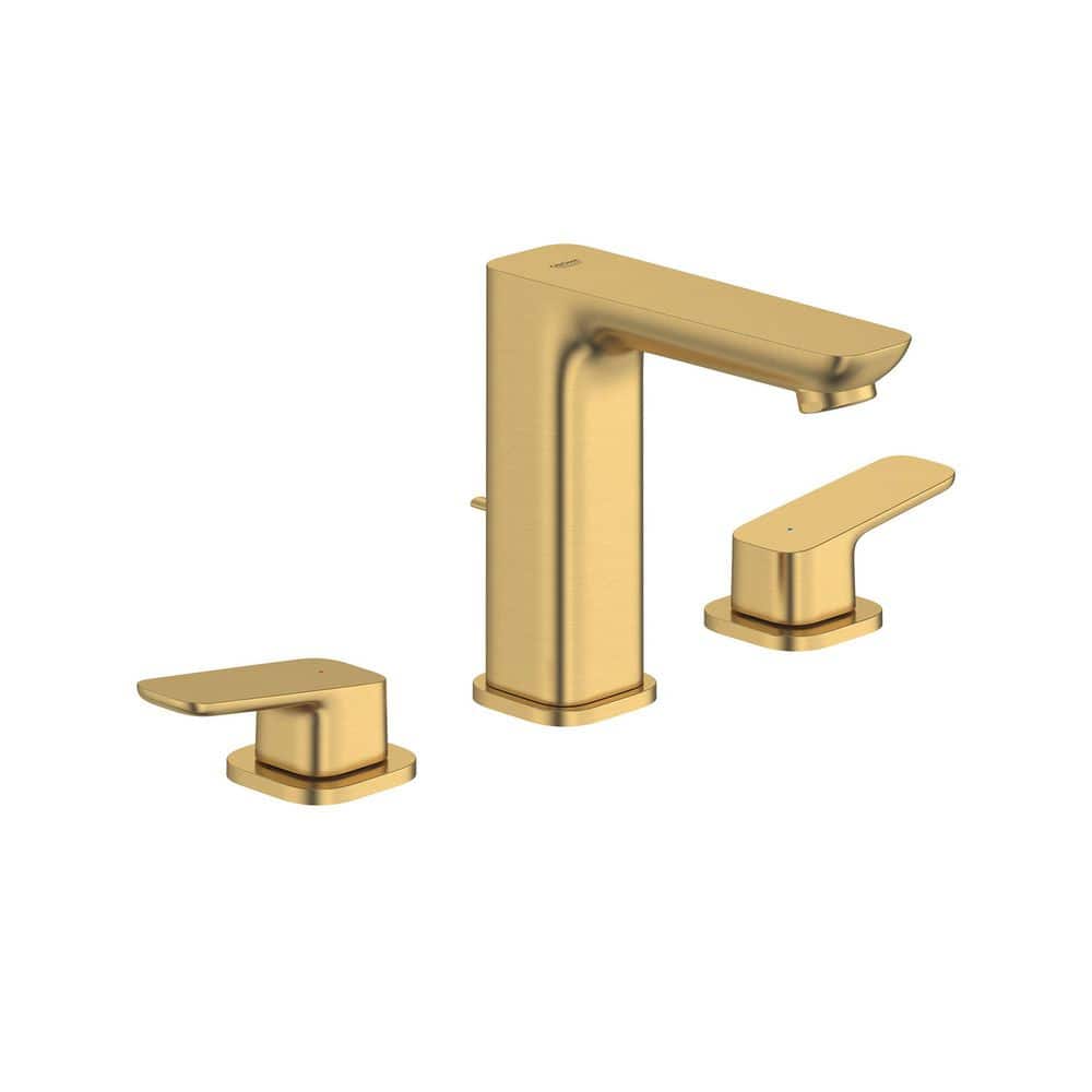 Cubeo 8 in. Widespread 2-Handle Spout Bathroom Sink Faucet with Drain & Ceramic Valve in Brushed Cool Sunrise (1-Pack)