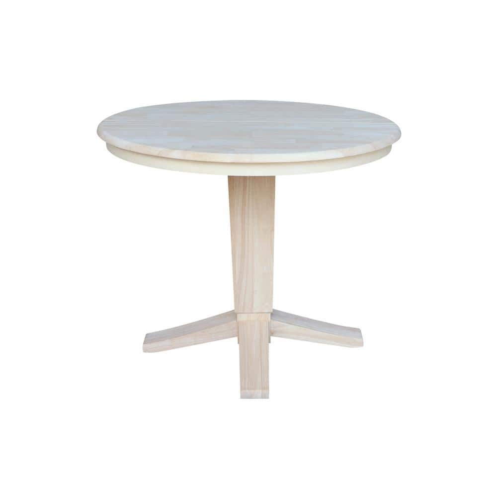 Unfinished Solid Wood Round Extendable Dining Table, 48 in