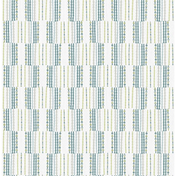 A-Street Prints Burgen Teal Geometric Linen Teal Wallpaper Sample