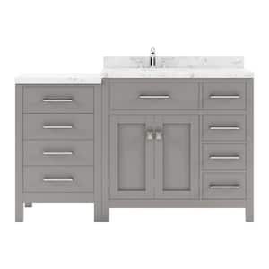 Caroline Parkway 57 in. W x 22 in. D x 35 in. H Single Sink Bath Vanity in Gray with Quartz Top