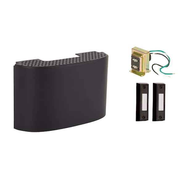 Builder Hardwired 2-Note Doorbell Chime Kit, Transformer 16 Volt/10VA (10 Watts), 2 Wired Push Buttons Included, Black