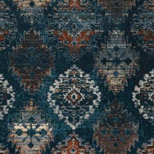 Lia Blue/Rust 7 ft. 10 in. x 11 ft. 1 in. Medallion Area Rug