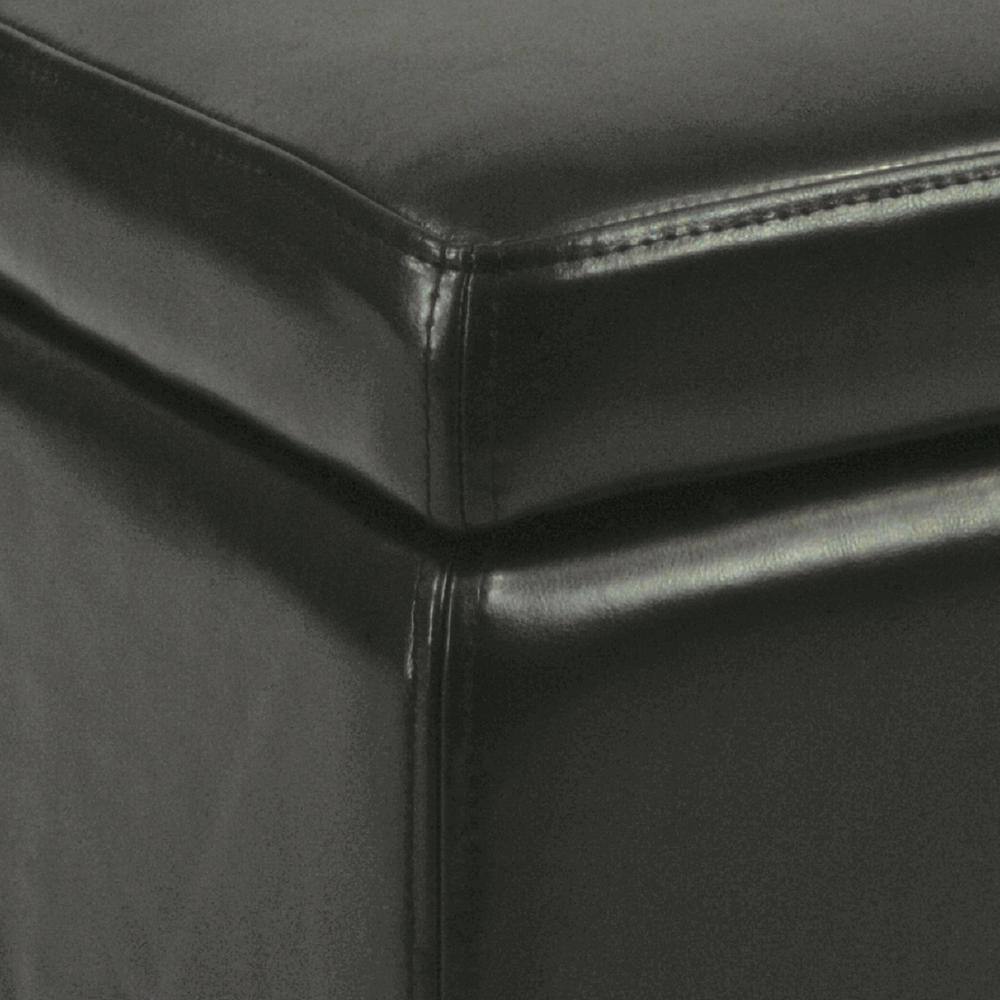 Jonathan Black Faux Leather Flip Top Storage Ottoman