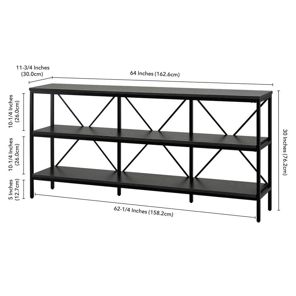 Modern Farmhouse Blackened Bronze 64" Console Table with Storage