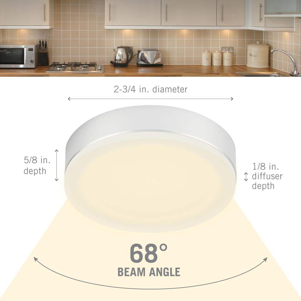 EdgeVue White LED Under Cabinet Puck Light