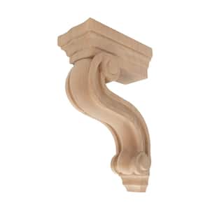 3-7/8 in. x 10-1/2 in. x 6-1/2 in. Unfinished Small North American Solid Alder Plain Wood Corbel
