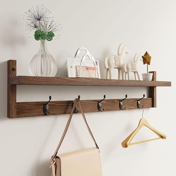 28.93 in. W x 4.52 in. D Decorative Wall Shelf Wall Mounted Coat Hook Rack