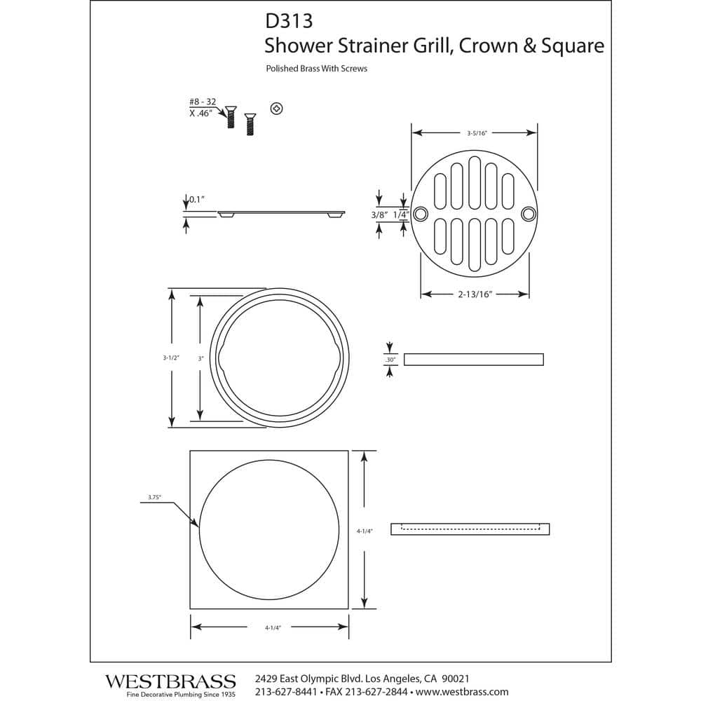 Matte Black Square Brass Shower Drain Cover with Round Strainer Grid