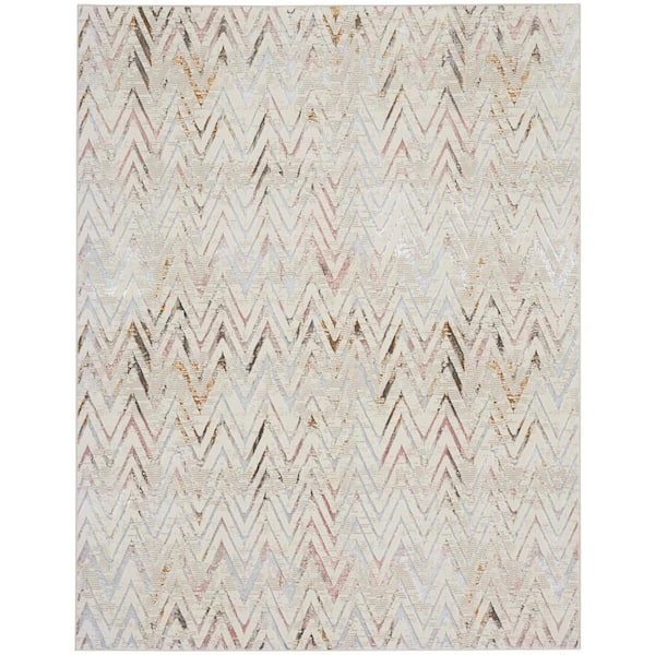 Nourison Glam Multicolor 9 ft. x 12 ft. Chevron Contemporary Area Rug