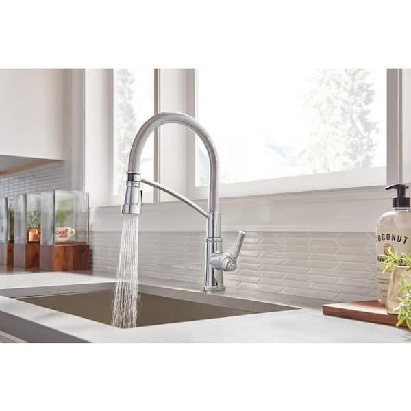 Westchester Single-Handle Pull-Down Sprayer Kitchen Faucet with Spring Spout in Chrome