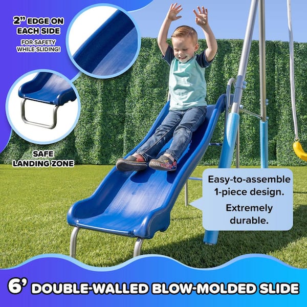 SPORTSPOWER Comet Metal Swing Playset with LED Light-Up Saucer