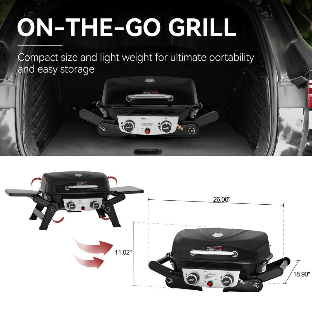 Royal Gourmet Black Stainless Steel 2-Burner Portable Propane Gas Grill
