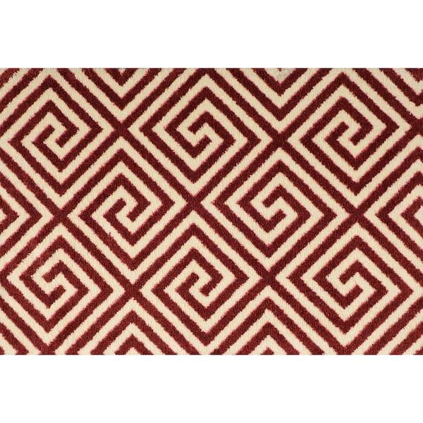 Bungalow Flooring ColorStar Greek Grid Red Rust 22 in. x 34 in. Machine Washable Indoor Door Mat