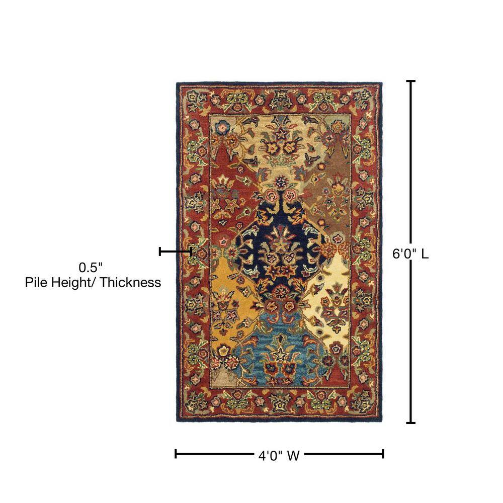 Multi/Burgundy Floral Wool 4' x 6' Hand Tufted Area Rug