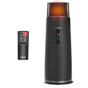 1500-Watt 24 in. Electric Oscillating Forced Air Ceramic Tower Space Heater in Black, 3-Heat Settings, Thermostat