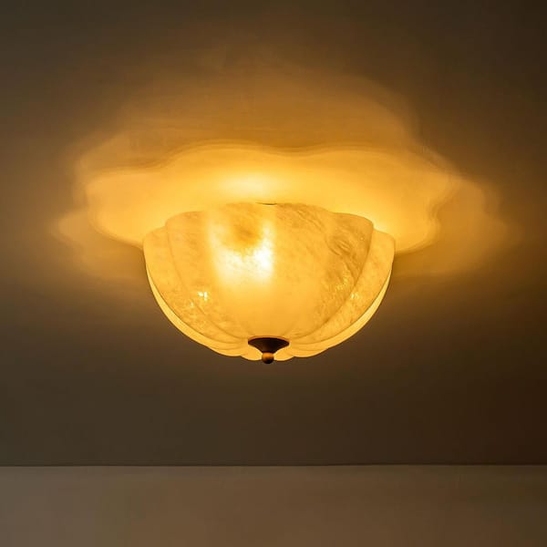 Dvorakova 15.94 in. 3-Light Brass and White Bowl Semi-Flush Mount Ceiling Light with Glass Shade