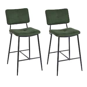 Independence 38.98 in. Green Upholstered Barstool With Fabric Seat (Set of 2)