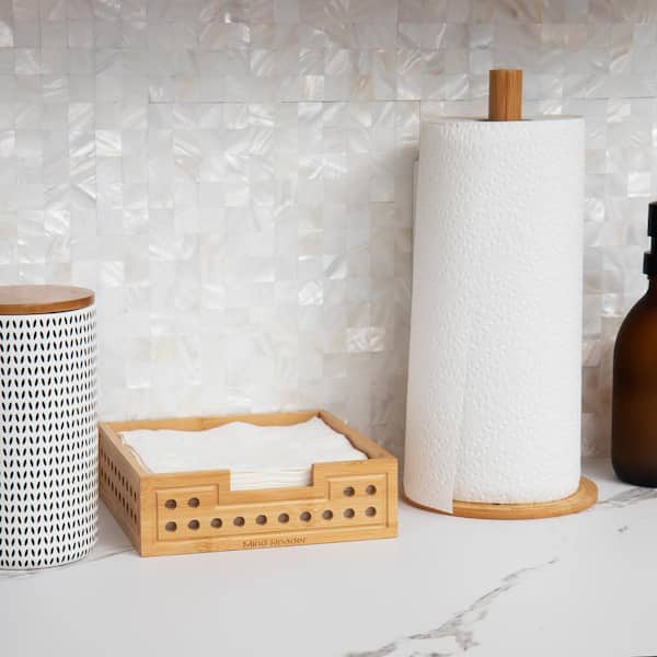 Bamboo Paper Towel Dispenser (White)