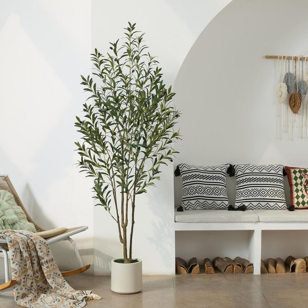 6ft.Artificial Olive Tree Indoor/Outdoor- Faux Plant UV-Resistant ,Dense Foliage for Home Office Living Room Decor