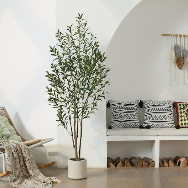 6ft.Artificial Olive Tree Indoor/Outdoor- Faux Plant UV-Resistant ,Dense Foliage for Home Office Living Room Decor