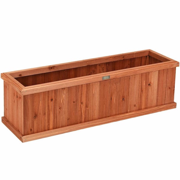 ANGELES HOME 40 in. Brown Fir Wood Decorative Planter Box for Garden Yard and Window