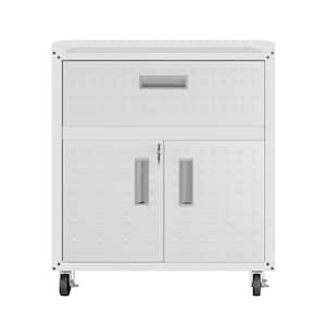 Fortress 30.3 in. W x 31.5 in. H x 18.2 in. D 2-Shelf Textured Metal Freestanding Cabinet in White