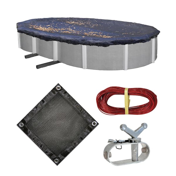 Blue Wave 12 ft. x 24 ft. Oval Black Leaf Net Above Ground Pool Cover